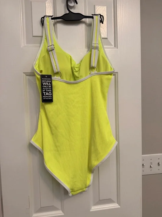Blooming Jelly Neon Green Yellow Ribbed One Piece Bikini - Picture 6 of 9